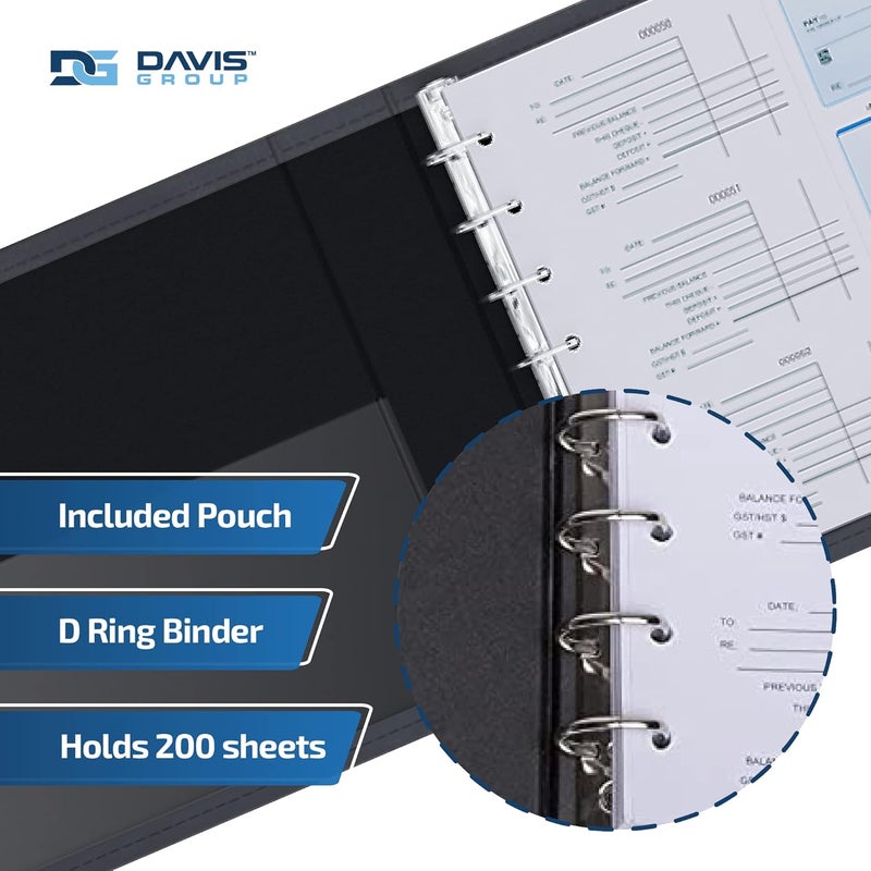 Davis Group Premium 3-Up Business Checkbook Binder, Big and Small Business Essentials for Checks, Black - Image 2